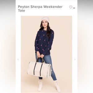 Peyton Sherpa Weekender Tote in Ivory/Creamish